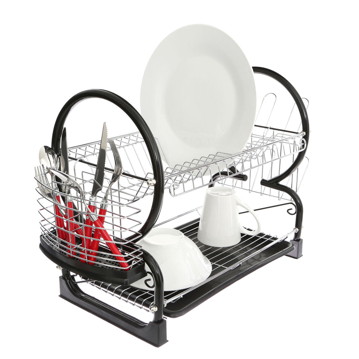 Laurie Black Enamel Coated Frame 2 Tier Dish Drainer