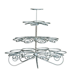 4 Tier Silver Wire 23 Cups Cupcake Stand | Chrome Swirl