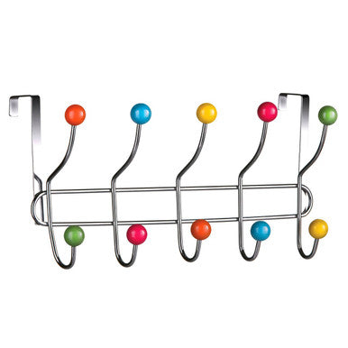 Over Door Multi Colour Plastic Balls 10 Hook Hanger