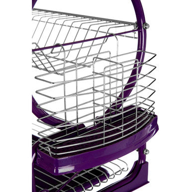 Laurie Purple Enamel Frame 2 Tier Dish Drainer