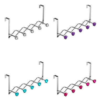 Jaxen Chrome Over Door Clear Diamante Five Hook Hanger