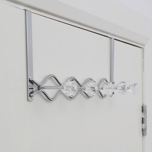 Jaxen Chrome Over Door Hanger with Five Diamante Hooks