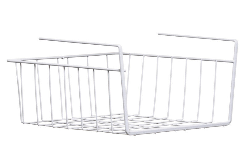 White metal wire basket on a white background