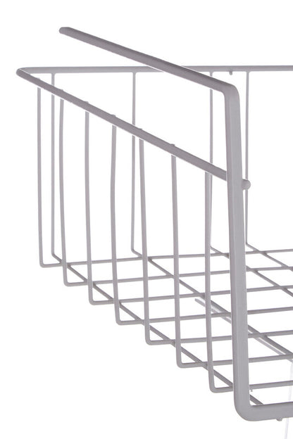 Gray metal wire basket on a white background
