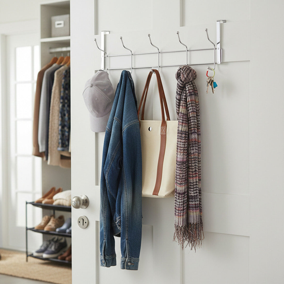 Chic Ten Hook Over Door Chrome Hanger