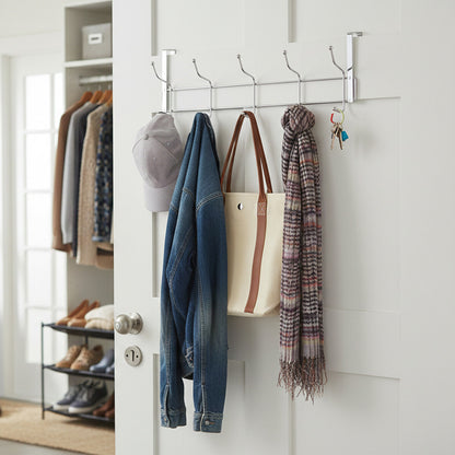 Chic Ten Hook Over Door Chrome Hanger