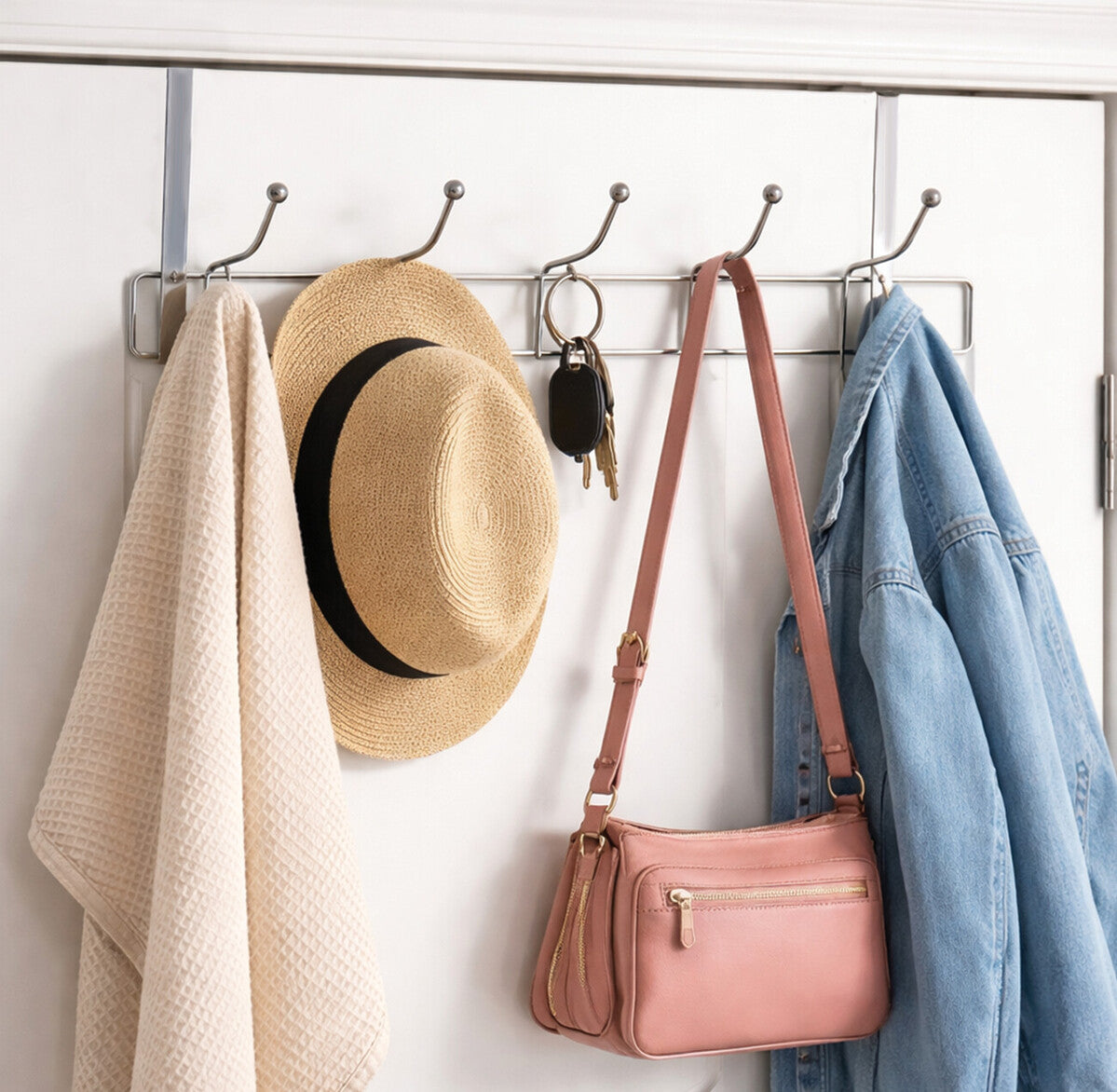 Chic Ten Hook Over Door Chrome Hanger