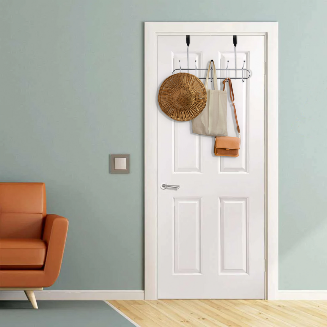 Chic Deluxe Chrome 10 Hook Over Door Hanger