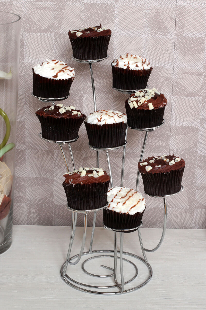 Swirl Chrome 9 Cup Cake Stand