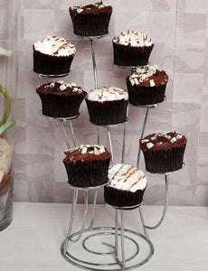 Swirl Chrome 9 Cup Cake Stand | Chrome Swirl