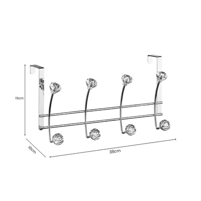 Jaxen Chrome Over Door Hanger with Eight Diamante Hooks - Image 2