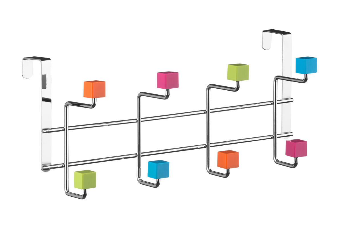 Jaxen Multicoloured Cubes 8 Hook Over Door Hanger - Image 1