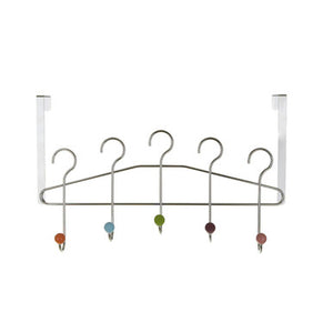 Jaxen Chrome 5 Hook Over Door Hanger With Multi Coloured Ceramic Balls