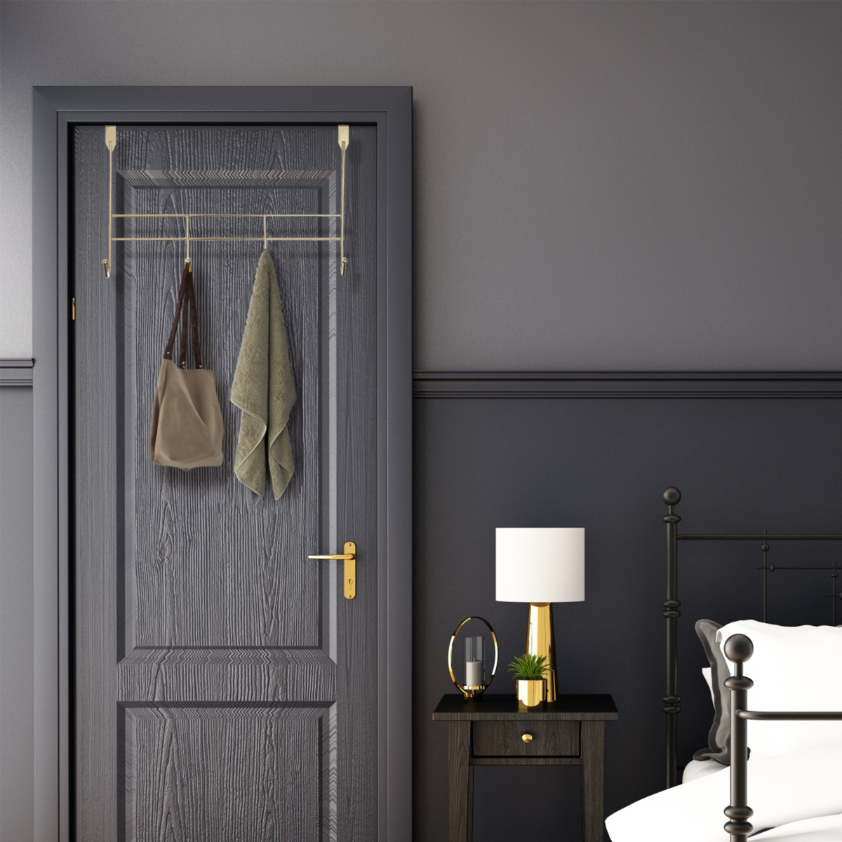 Jaxen 4 Hook Champagne Gold Over Door Hanger