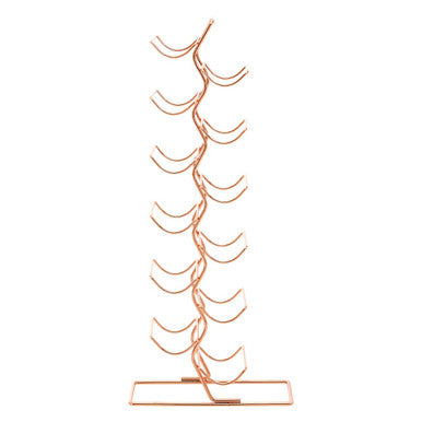 Copper wine rack on a white background