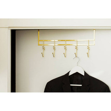Jaxen Gold Finish Over Door 5 Hook Swirl Hanger