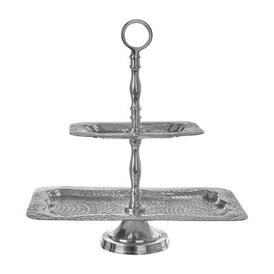 Bailey 2 Tier Hammered Aluminium Cake Stand