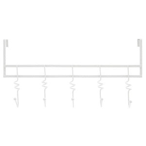 Over Door White Hanger with Five Swirl Hooks | Jaxen