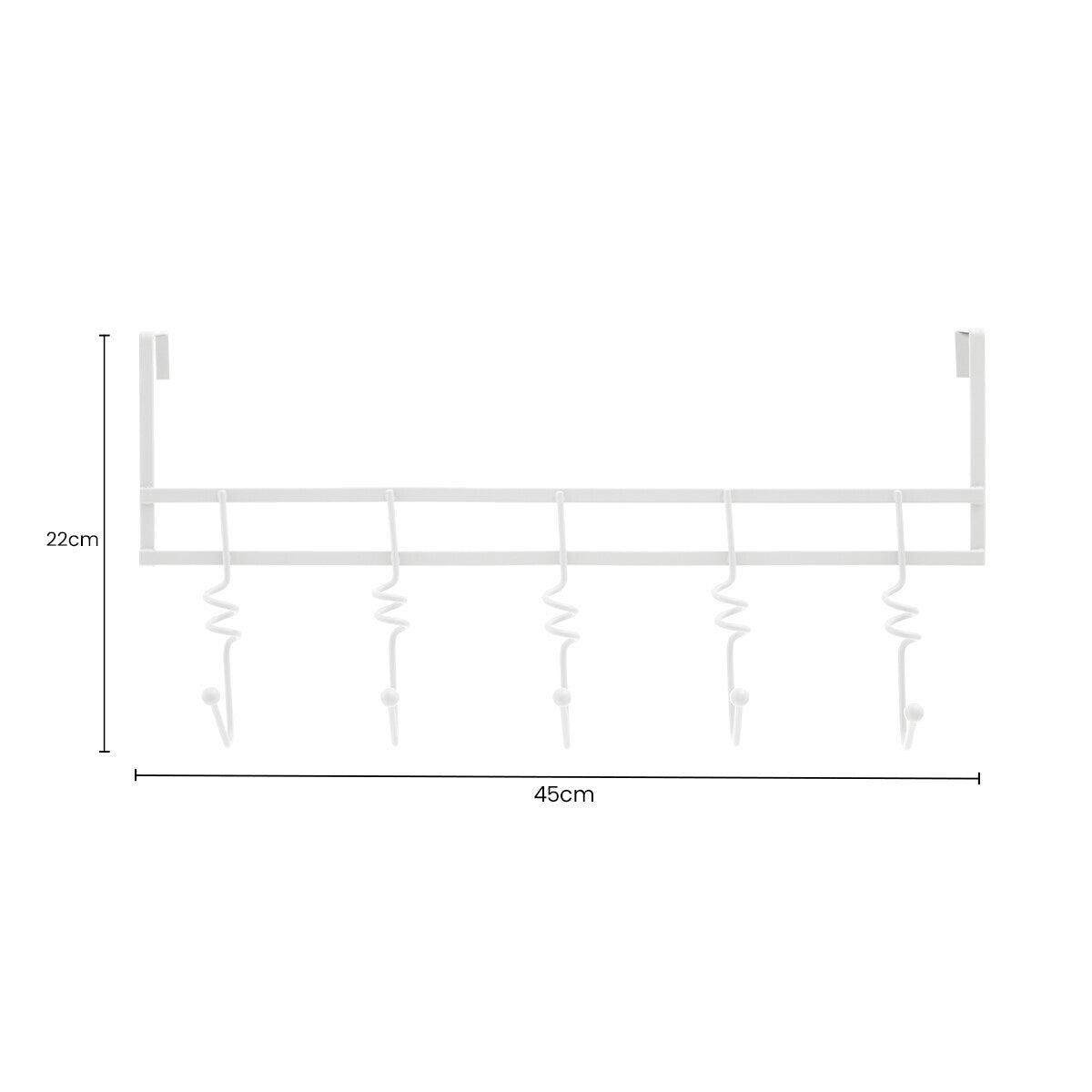 Jaxen Over Door White Hanger with Five Swirl Hooks - Image 5
