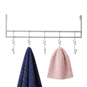 Over Door Grey Hanger with Five Swirl Hooks | Jaxen