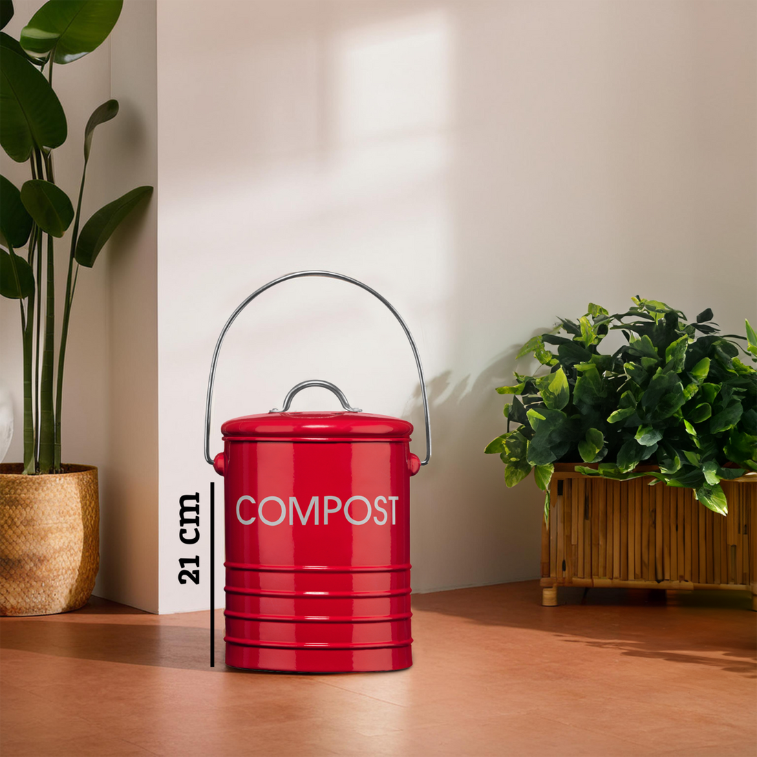 Red Compost Bin With Handle