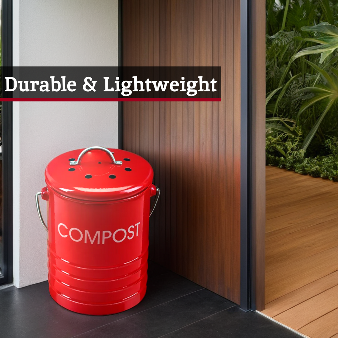 Madison Red Compost Bin with Handle