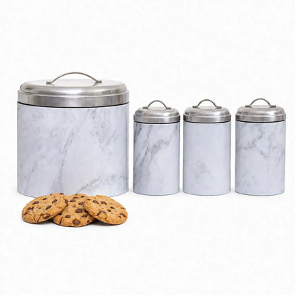 Easton 4 Piece Marble Effect Kitchen Storage Set