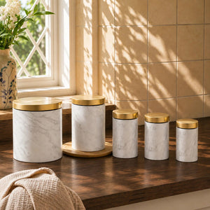 5 Piece Kitchen Storage Set in Marble Effect | Easton