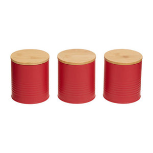 Set Of Three Alton Red Canisters