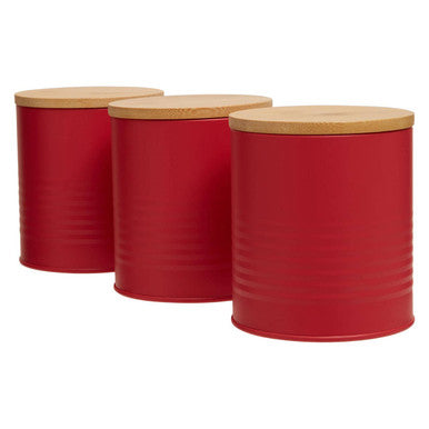 Set Of Three Alton Red Cannisters