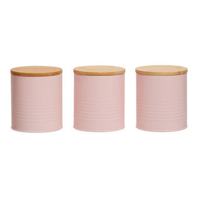 Set Of Three Alton Pink Cannisters