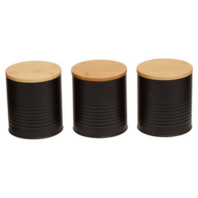 Set Of Three Alton Black Cannisters