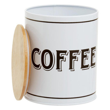 Grocer White Metal Coffee Canister