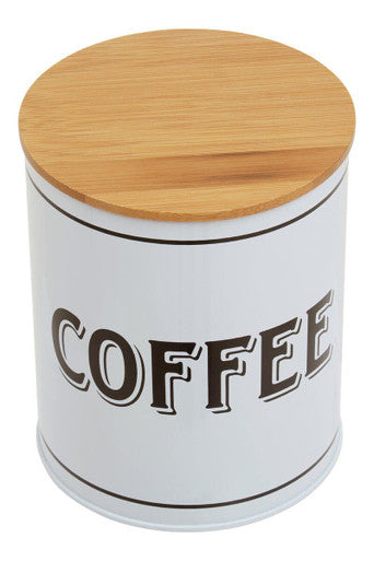 Grocer White Metal Coffee Canister