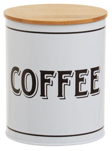 Grocer White Metal Coffee Canister
