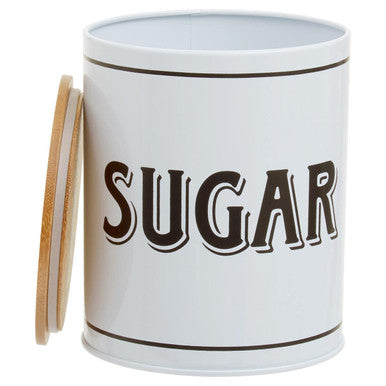 Grocer White Metal Sugar Canister