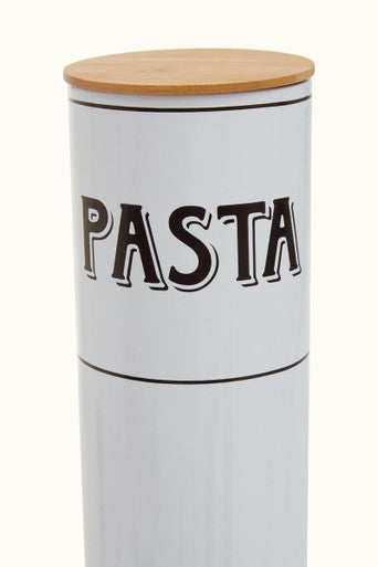 Grocer White Metal Pasta Canister
