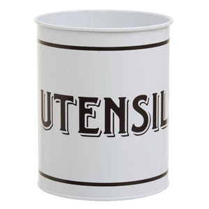 Grocer White Metal Utensil Holder