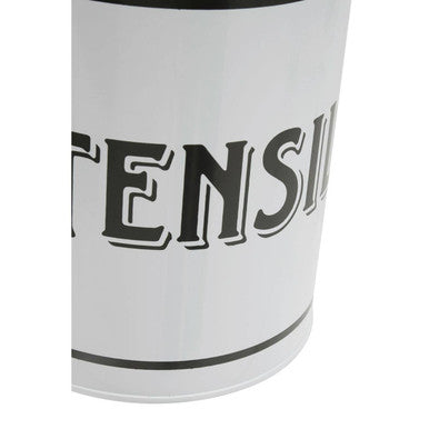 Grocer White Metal Utensil Holder