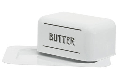 Grocer White Metal Butter Dish