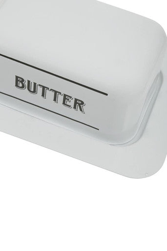 Grocer White Metal Butter Dish