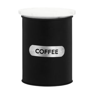 Black Enamel Coffee Canister with White Marble Lid | Liberty