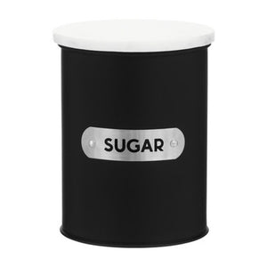 Black Enamel Sugar Canister with White Marble Lid | Liberty