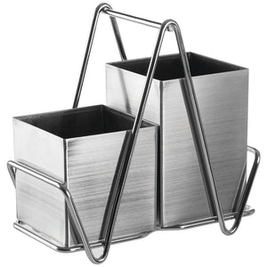 Stainless Steel 2 Compartment Silver Cutlery Caddy | Cutlery Caddy 2 Compartment