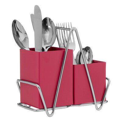 2 Compartment Hot Pink Cutlery Caddy