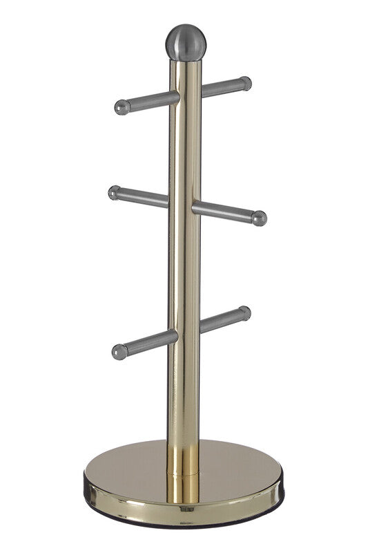 Hirano 6 Cup Gold Finish Mug Tree