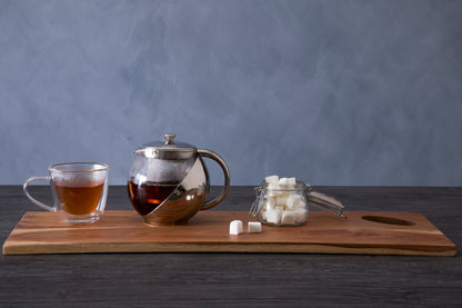 Fuso 650ml Grey Stainless Steel And Glass Teapot