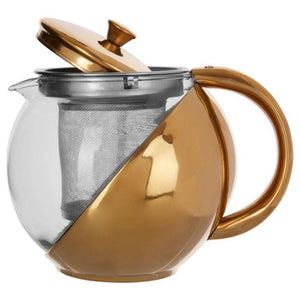 Miller Gold Finish Glass 600 Ml Teapot With Infuser