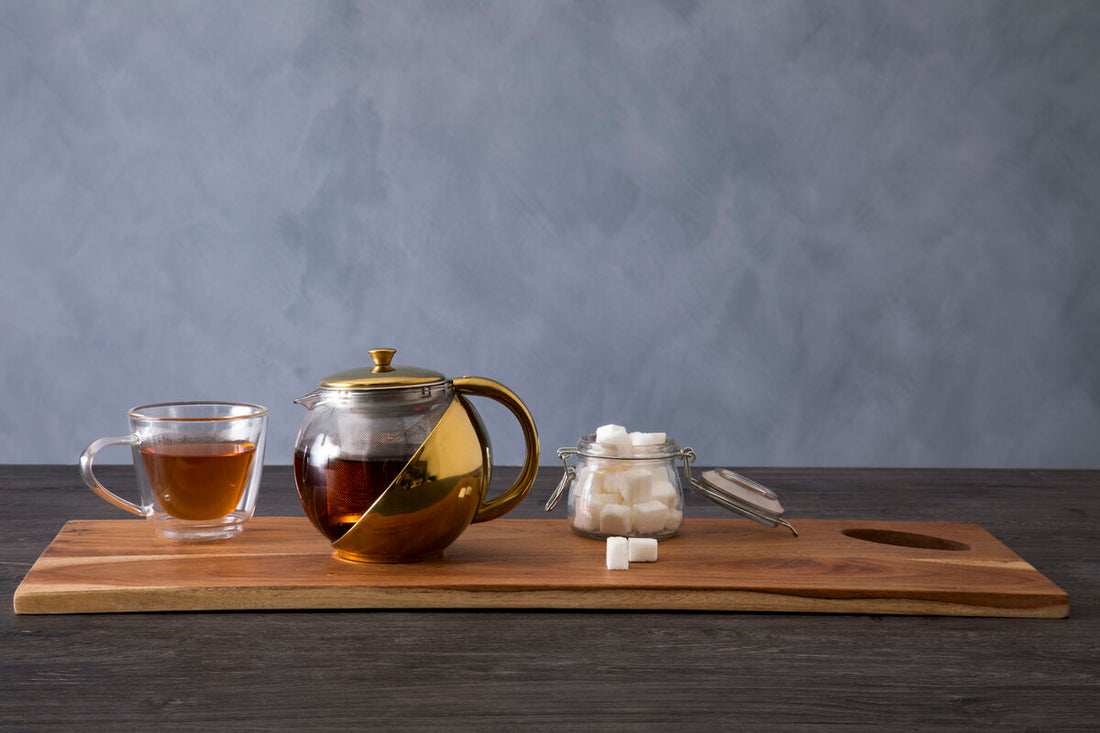 Fuso  Gold Finish Glass 600 ml Teapot With Infuser