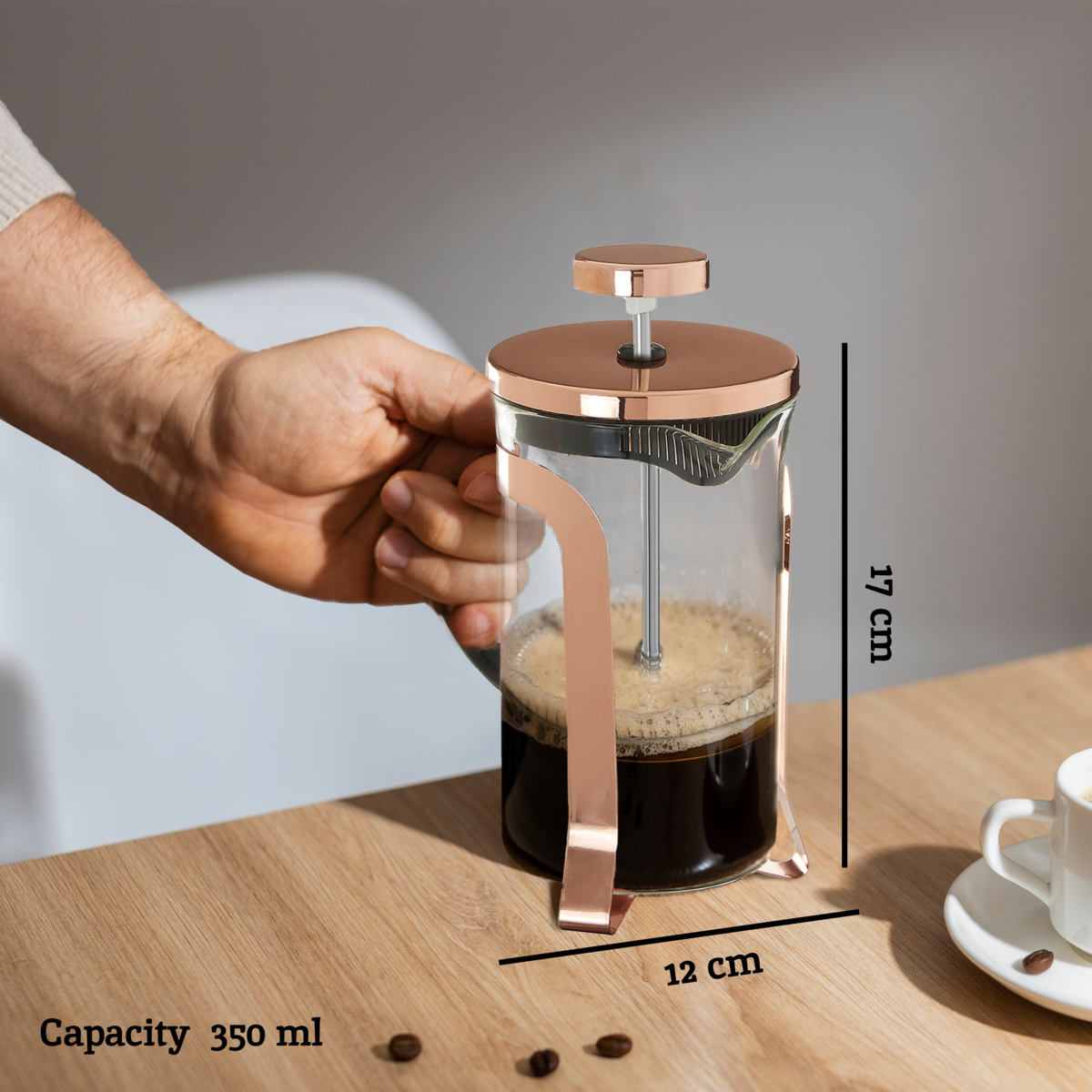 Akeala Rose Gold Cafetiere 350 Ml